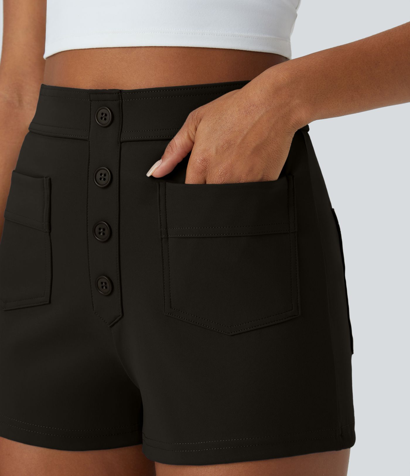 Pantalones cortos casuales de cintura alta con bolsillos 2.5''