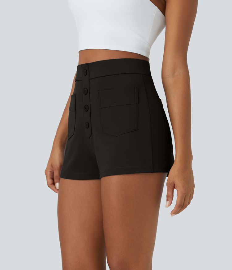 Pantalones cortos casuales de cintura alta con bolsillos 2.5''