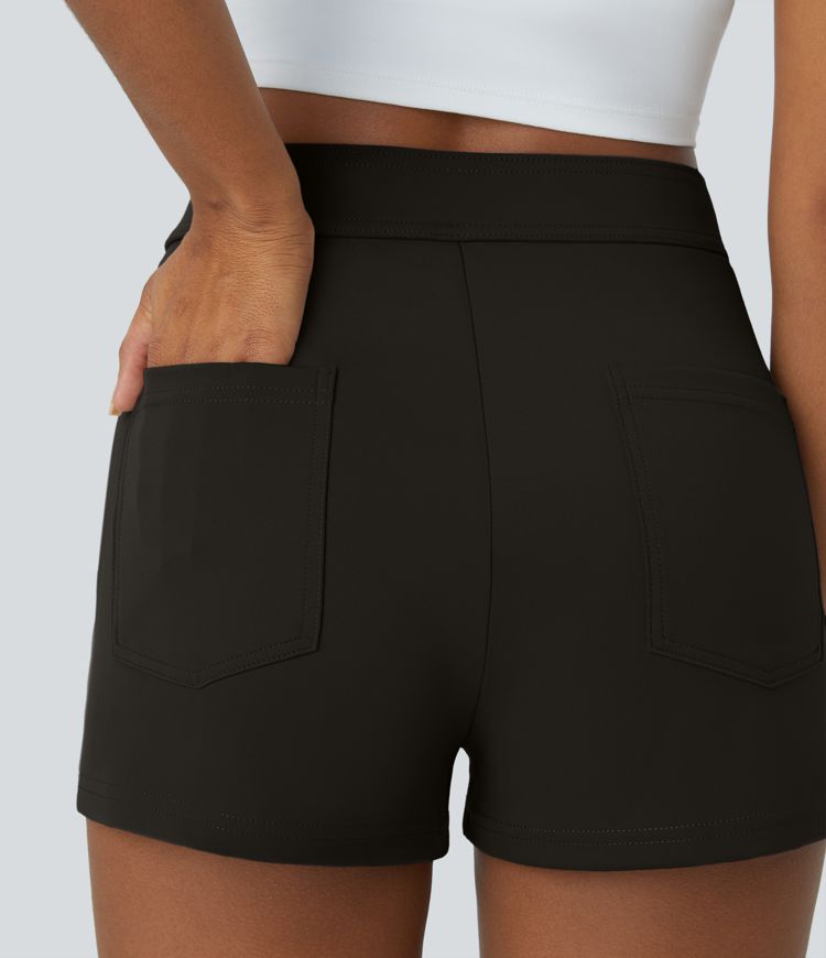 Pantalones cortos casuales de cintura alta con bolsillos 2.5''