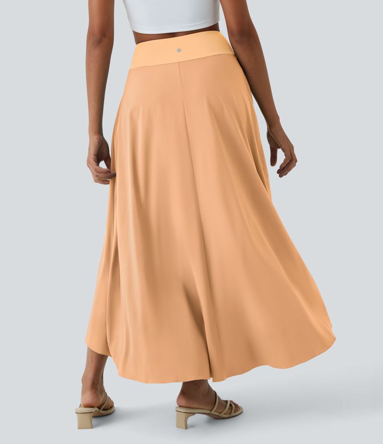 Breezeful™ High Waisted High Low Ruffle 2-in-1 Flowy Quick Dry Casual Regular Maxi Skirt