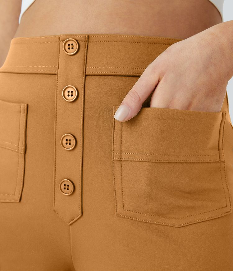 Pantalon taille haute coupe droite DayStretch avec poches