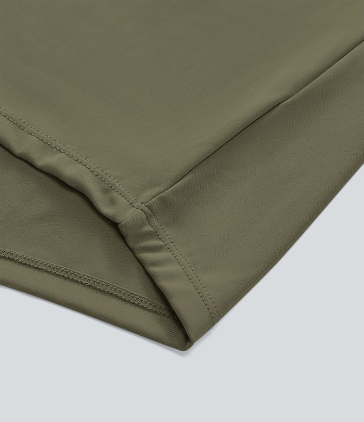 Mid Rise Pockets Draped Wide Leg Casual Pants