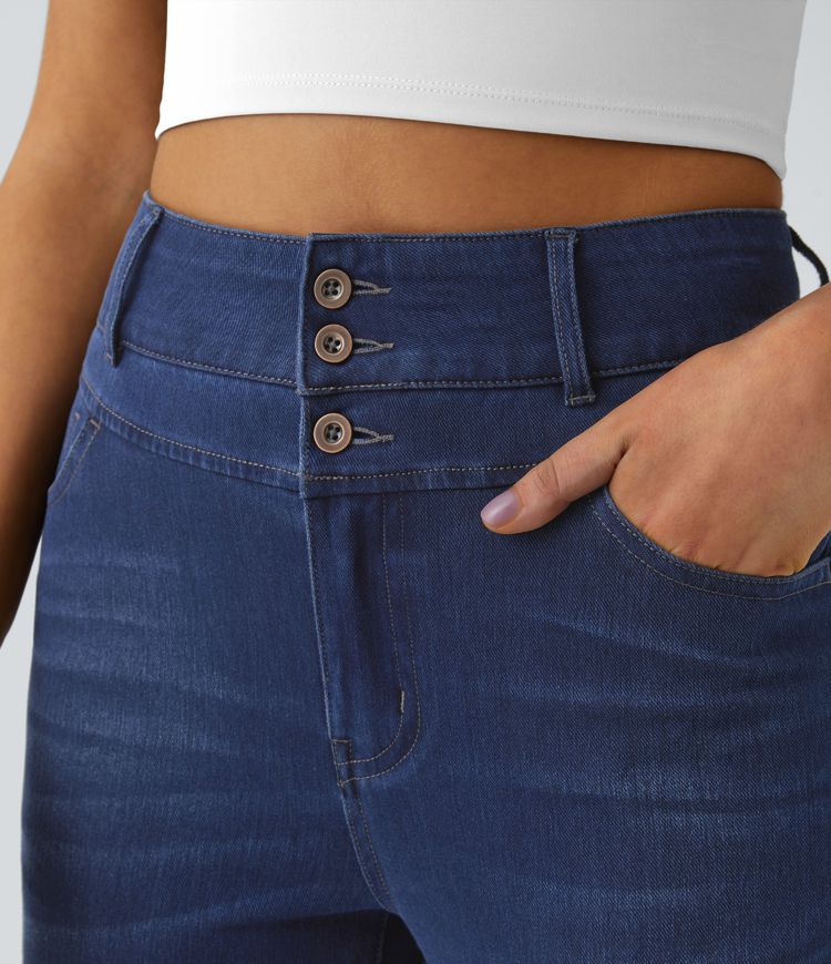 Halara Flex™ High Waist Button Zipper Multi-Pocket Stretch Knit Casual Skinny Jeans