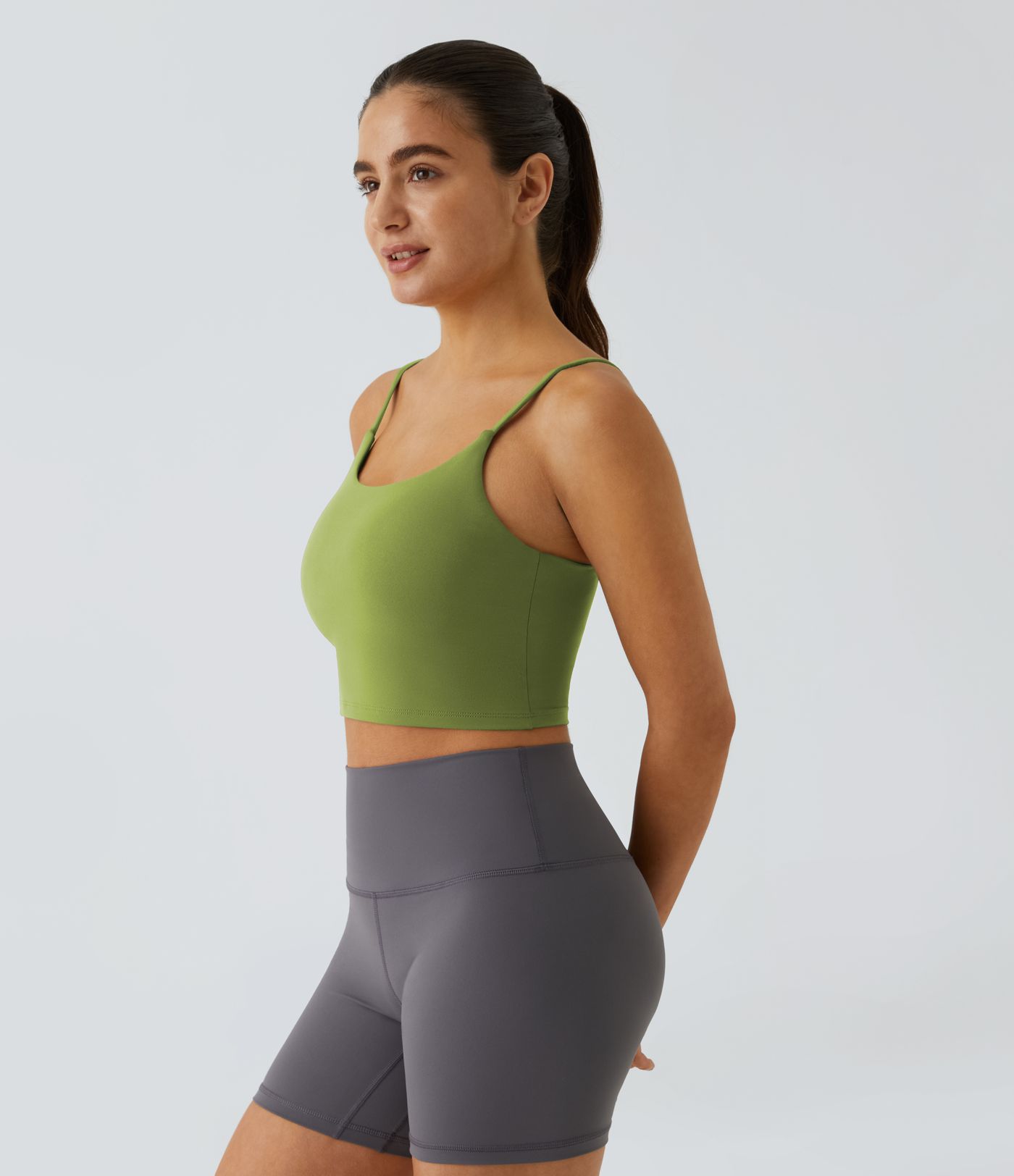 Basic Padded Workout Cropped Low Support Tank Top A-D Cups Basic Padded Workout Cropped Low Support Tank Top A-D Cups
