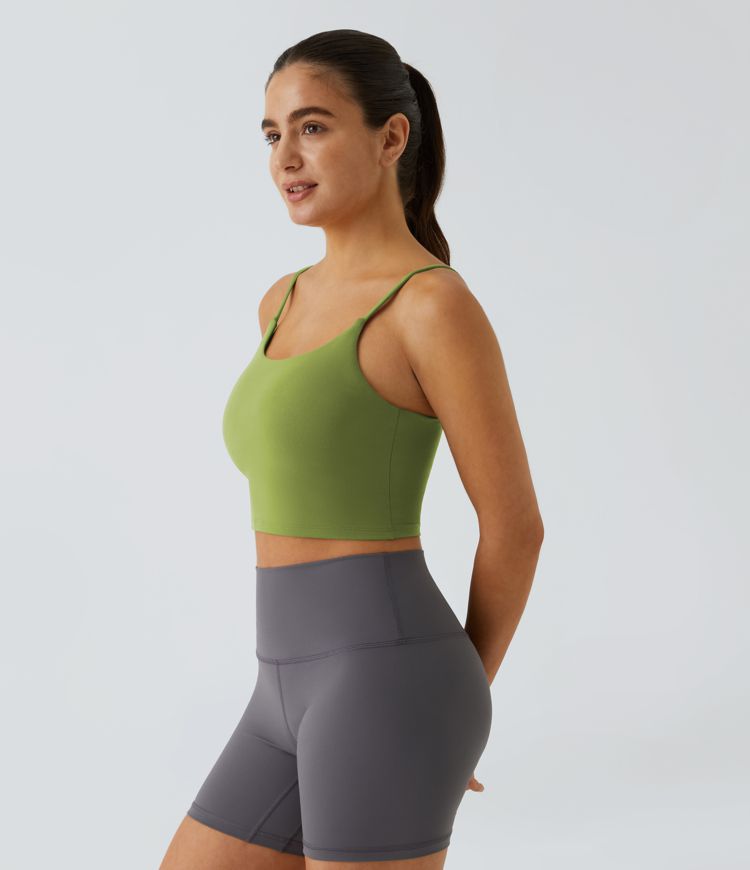 Basic Padded Workout Cropped Low Support Tank Top A-D Cups Basic Padded Workout Cropped Low Support Tank Top A-D Cups