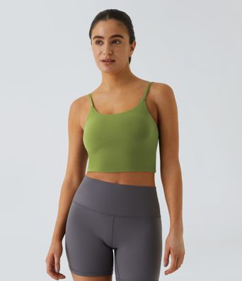 Basic Padded Workout Cropped Low Support Tank Top A-D Cups Basic Padded Workout Cropped Low Support Tank Top A-D Cups