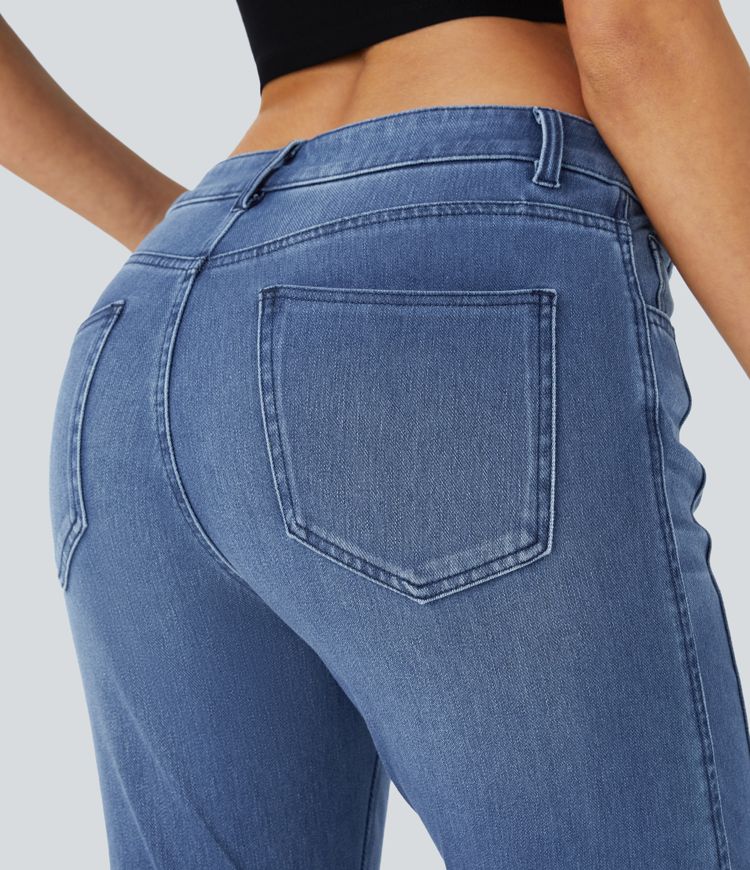 Halara Flex™ Mid Low Rise Zipper Pockets Casual Skinny Jeans