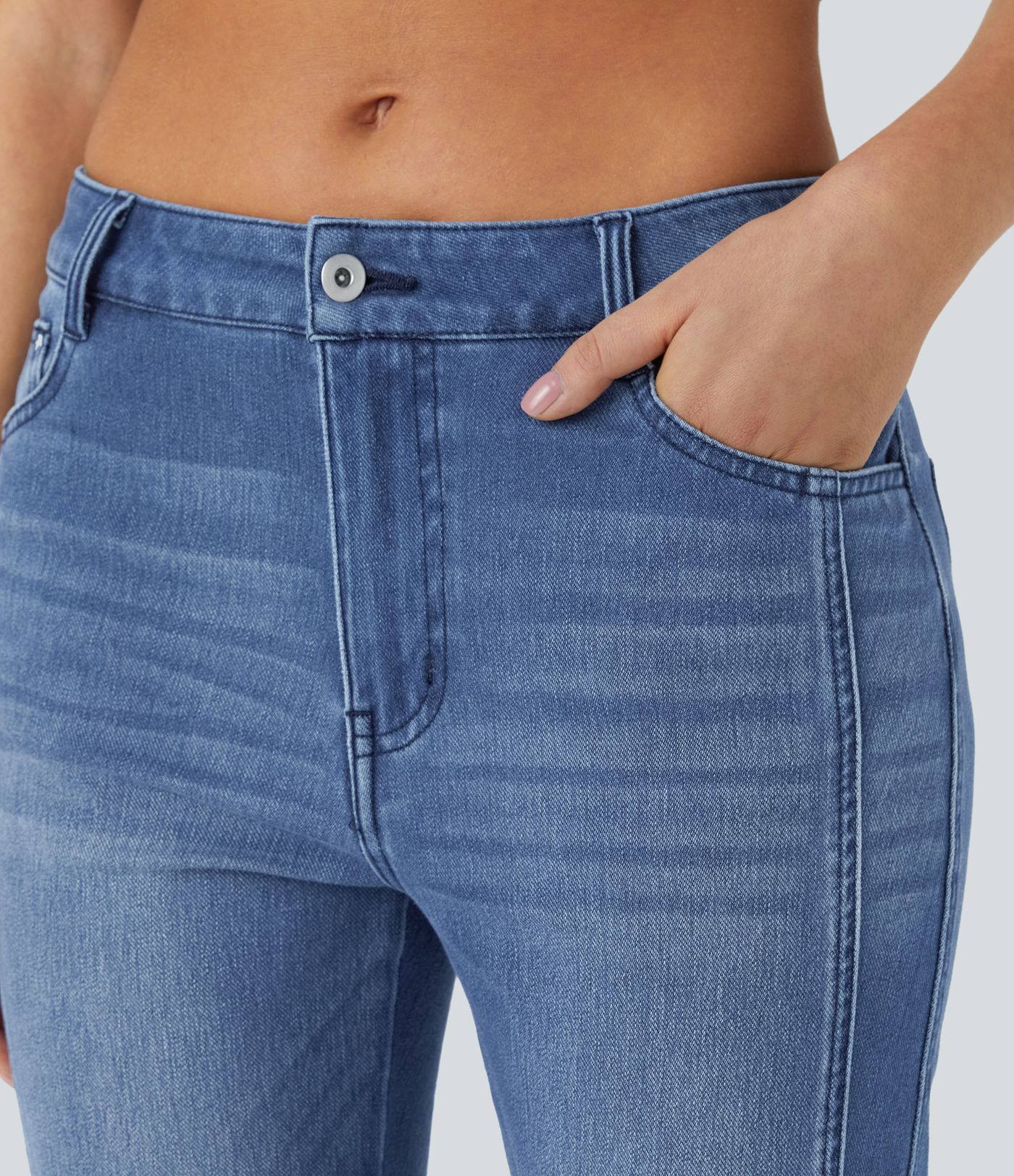 Halara Flex™ Mid Low Rise Zipper Pockets Casual Skinny Jeans