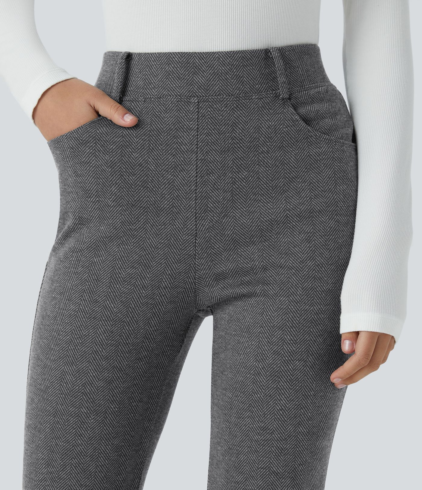 Pantalon de travail Halara Flex™ droit à chevrons, taille haute, avec poches