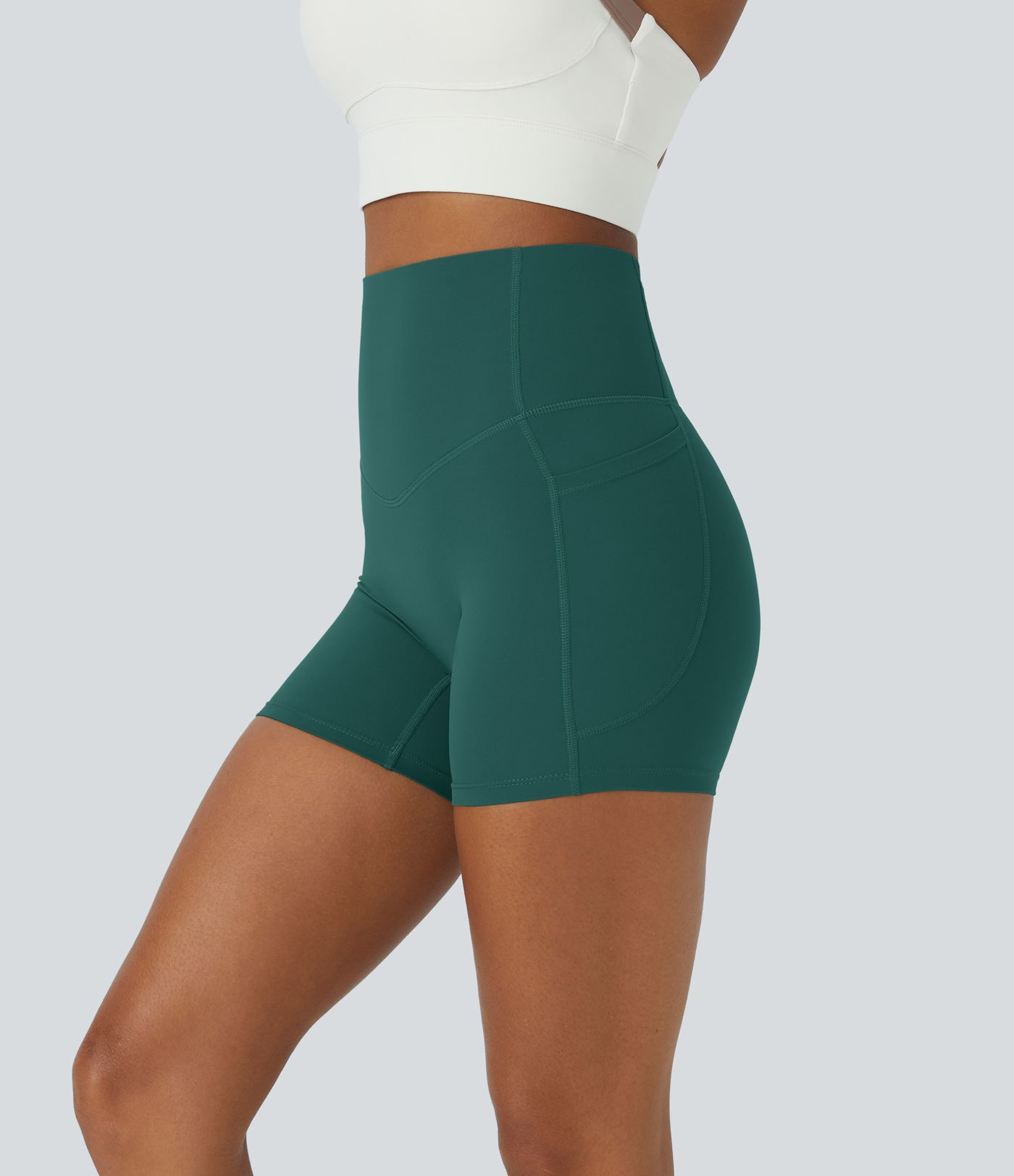 Halara UltraSculpt™ High Waisted Tummy Control Side Pocket Shaping Training Biker Shorts 5''