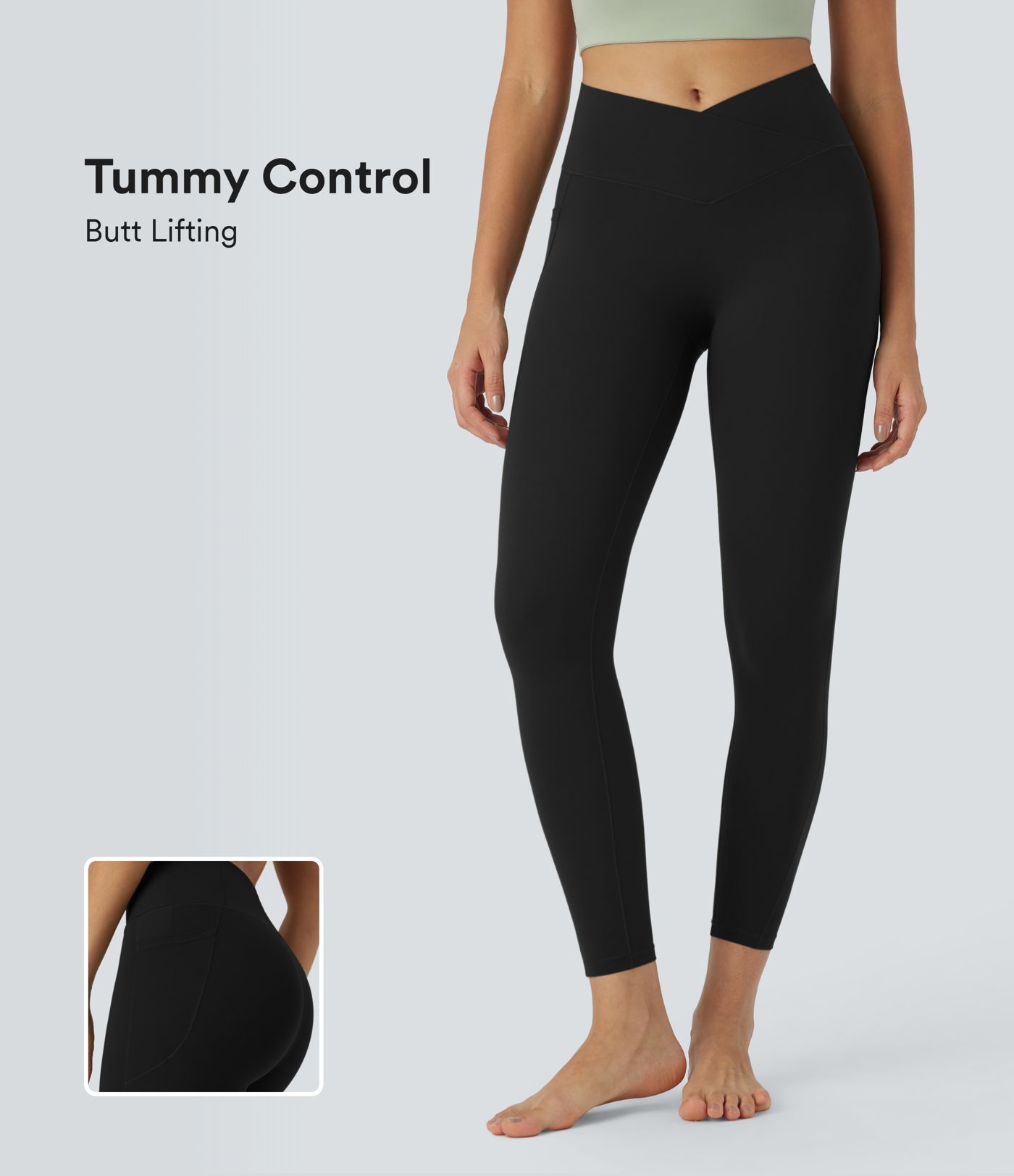 Halara UltraSculpt™ High Waisted Crossover Tummy Control Butt Lifting Pocket Yoga 7/8 Leggings