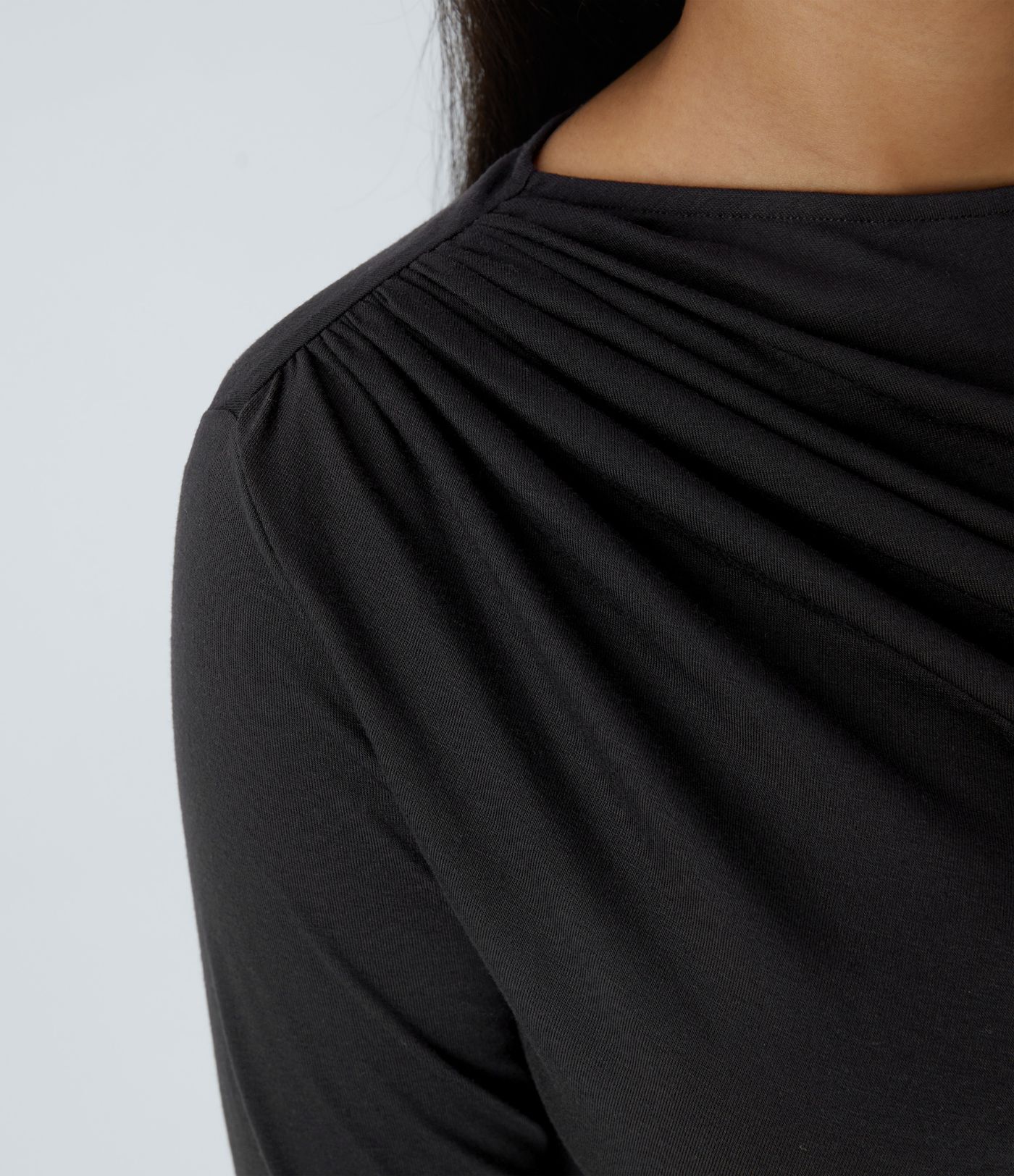 Long Sleeve Asymmetric Wrinkle Work Top