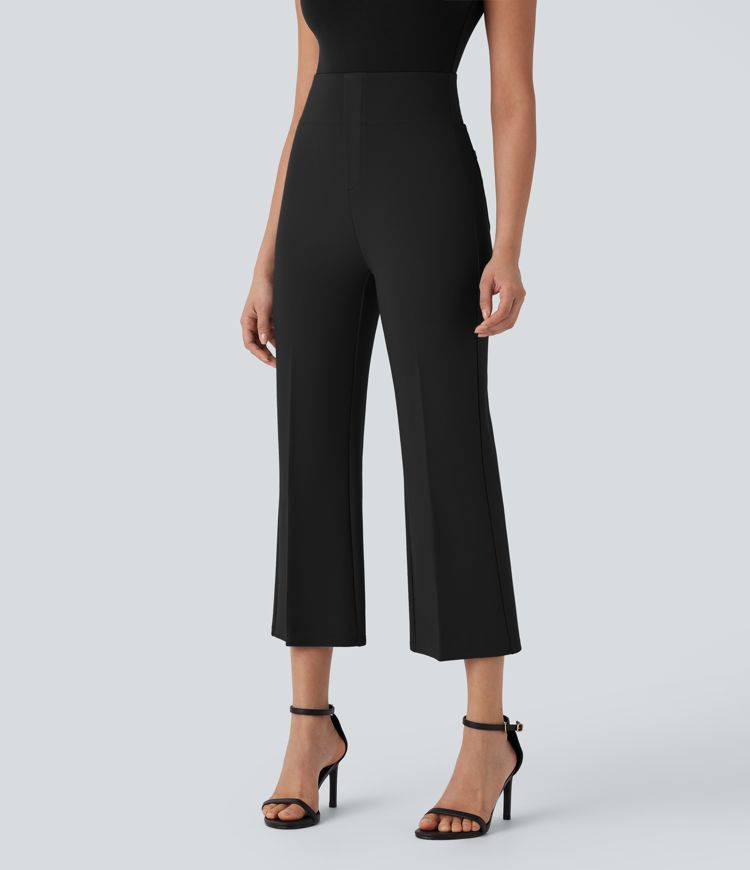Halara Flex™ High Waisted Tummy Control Back Side Pocket Cropped Slight Flare Work Pants