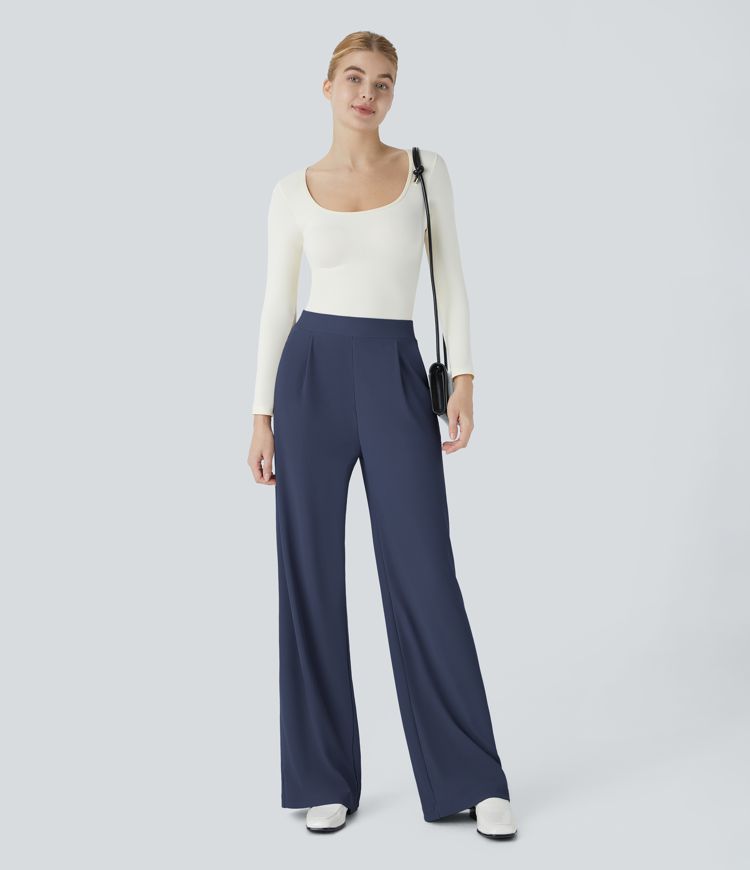 Halara Flex™ High Waisted Body Sculpt Waist-Slimming Pocket Wide Leg Micro Waffle Work Pants