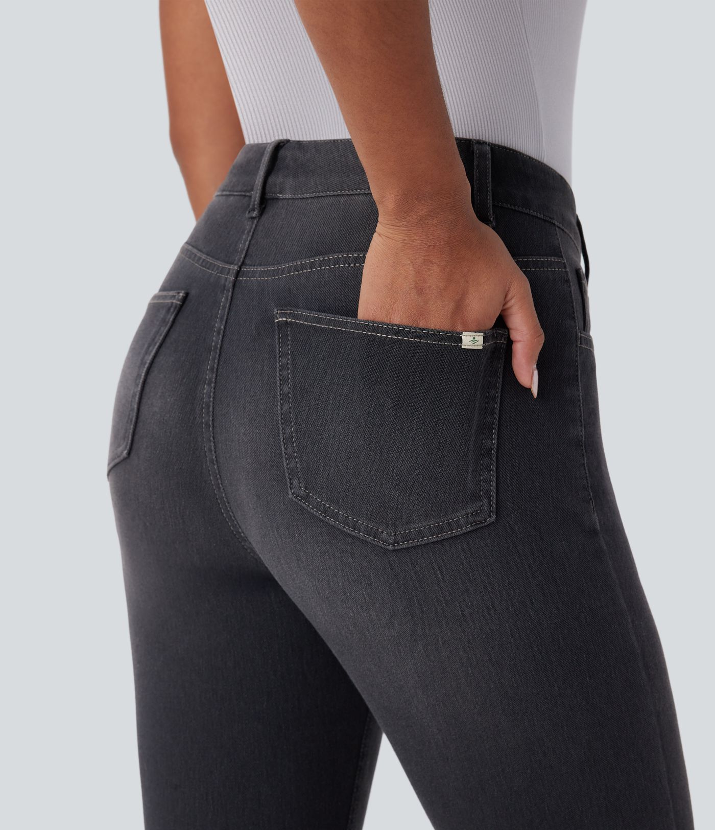 Halara Flex™ High Waisted Pockets Washed Denim Women Straight Leg Casual BootcutJeans