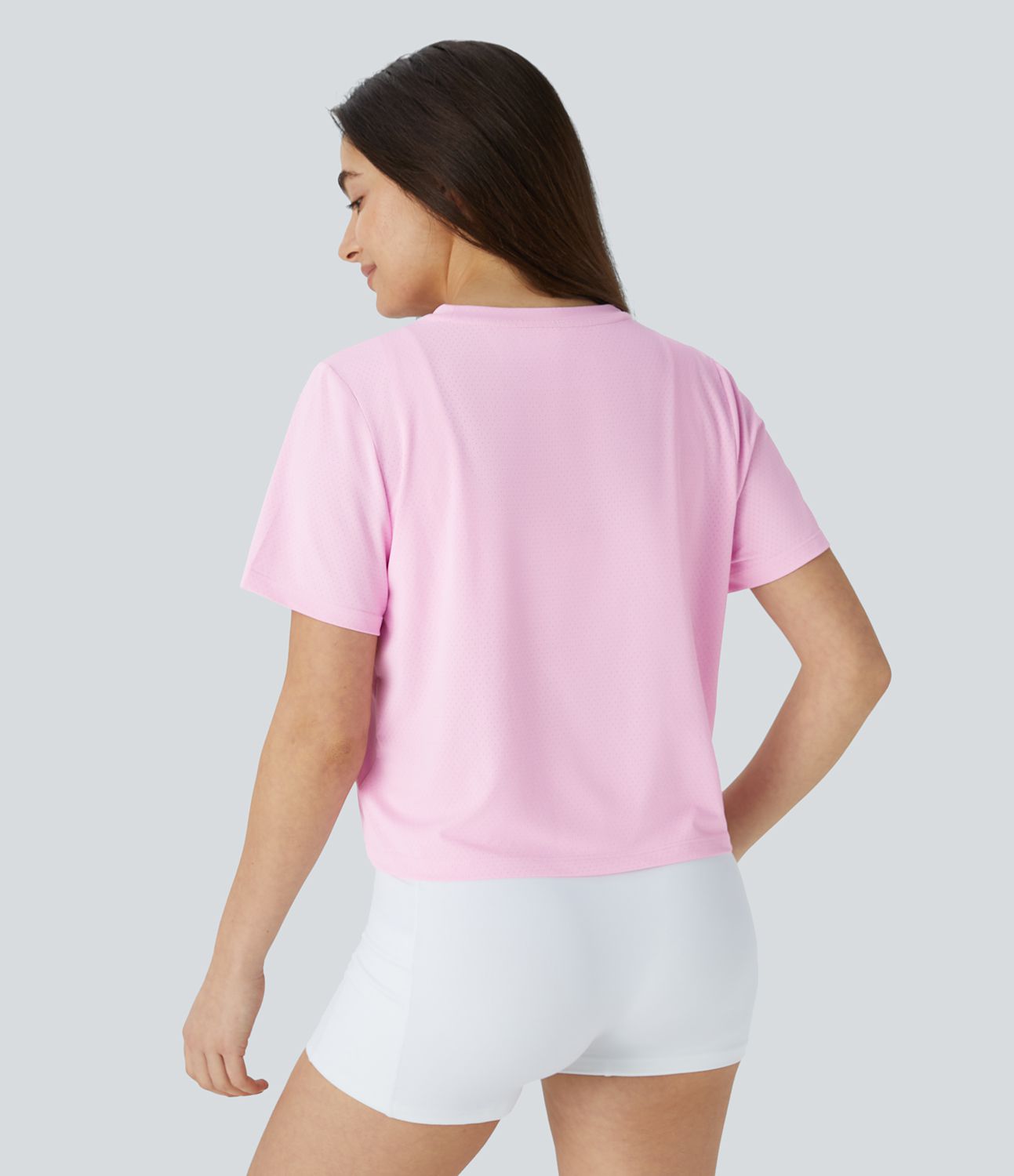 Round Neck Breathable Mesh Yoga Sports Top