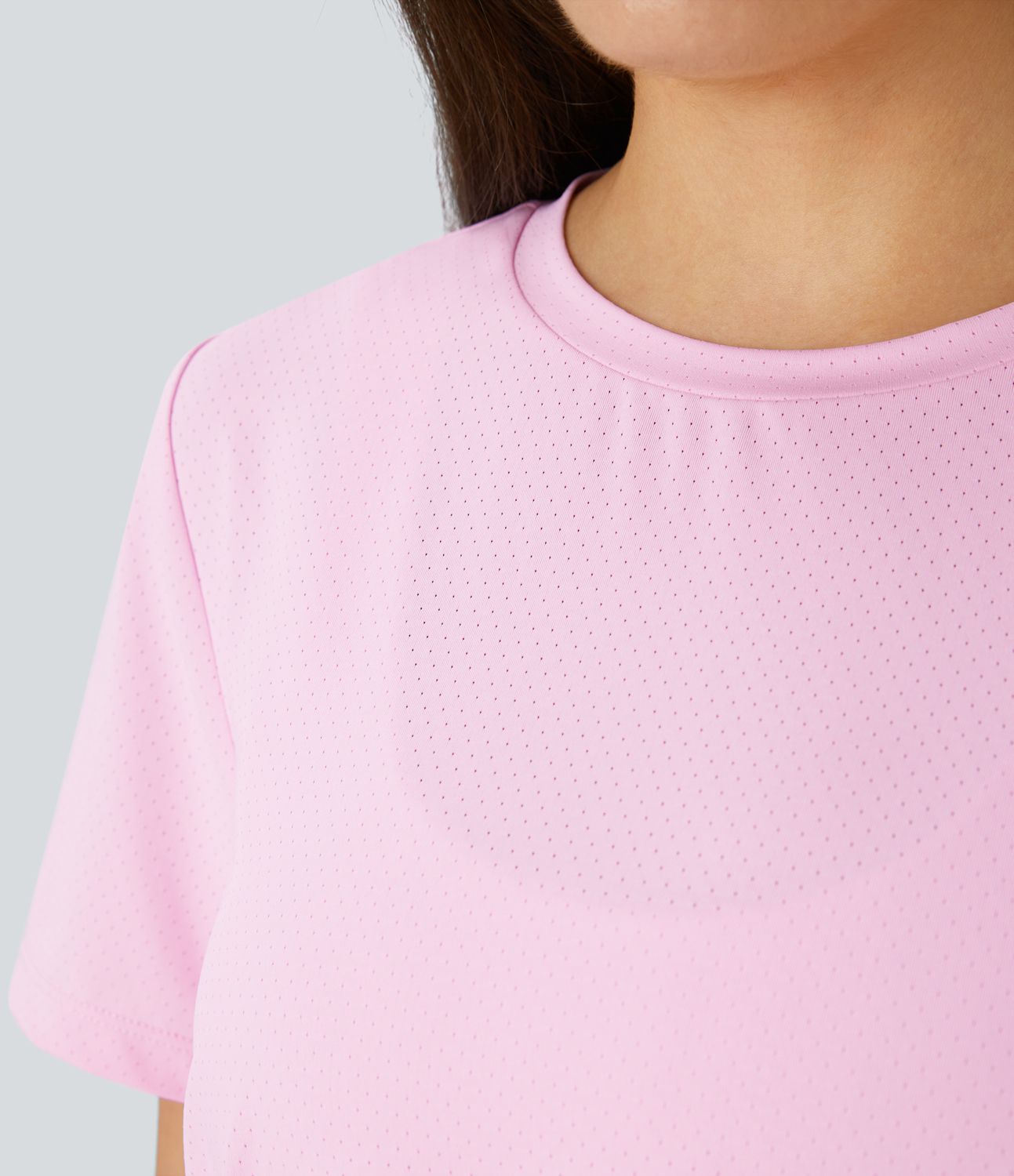 Round Neck Breathable Mesh Yoga Sports Top