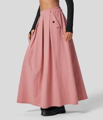 High Waisted Side Pocket Maxi A Line Casual Linen-Feel Skirt High Waisted Side Pocket Maxi A Line Casual Linen-Feel Skirt
