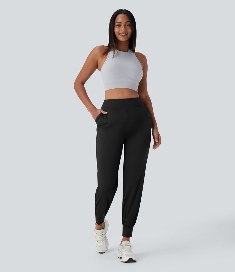 Joggers Softlyzero™ QuickDry correr secado rápido tiro alto bolsillo lateral malla contrastante