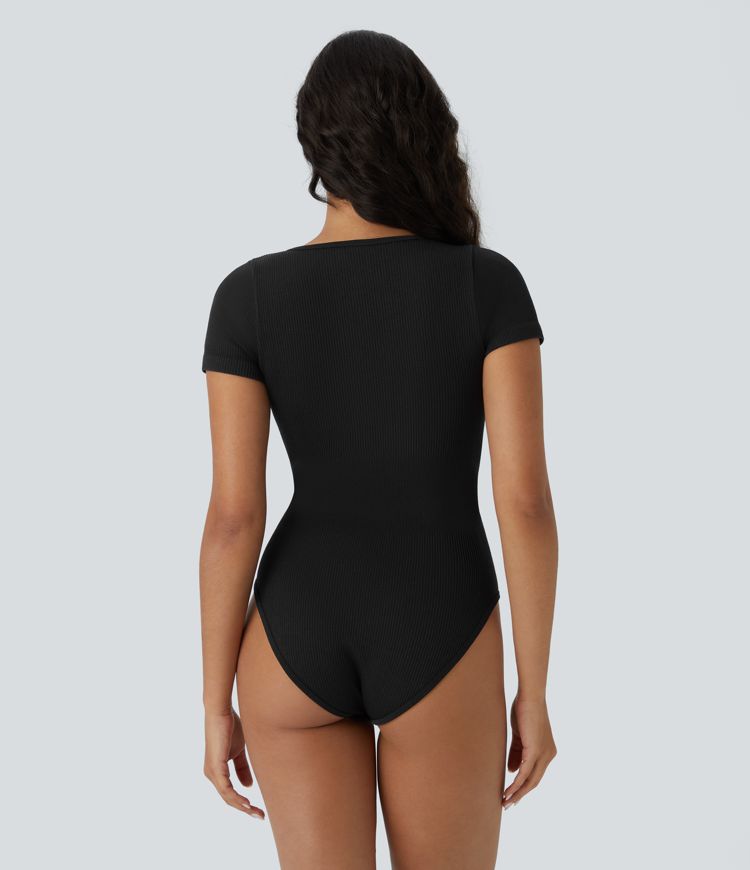 OneForm Seamless Flow Square Neck Short Sleeve Casual Smooth Bodysuit