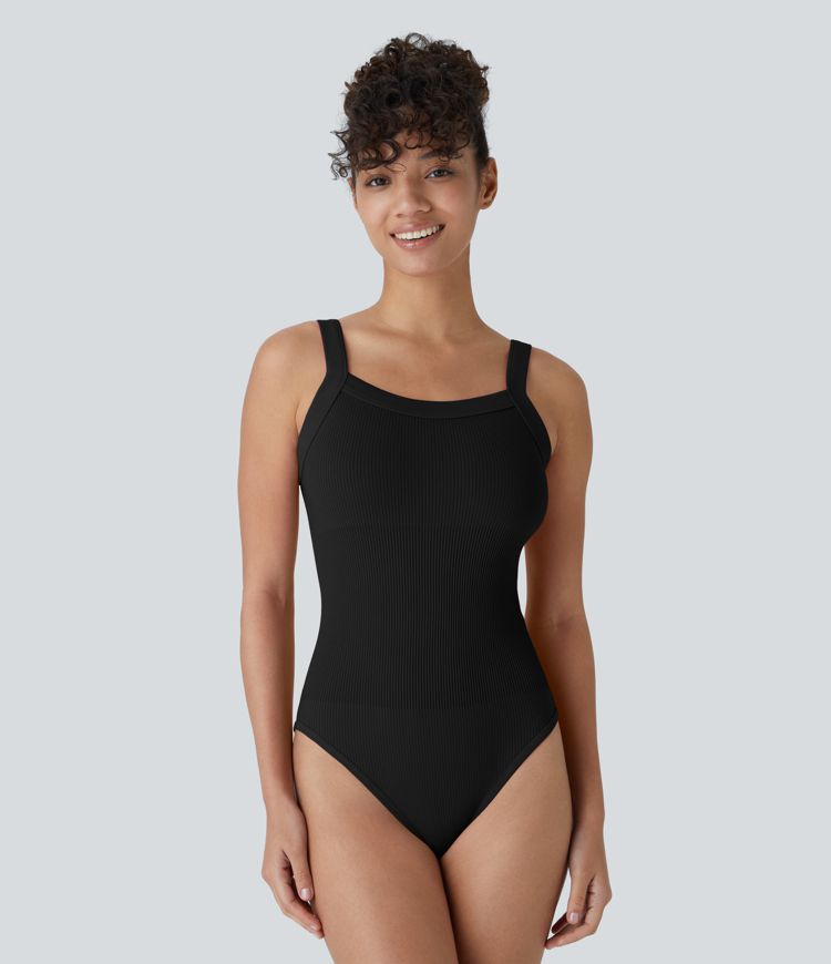 Seamless Flow Square Neck Casual Tank Smooth Bodysuit