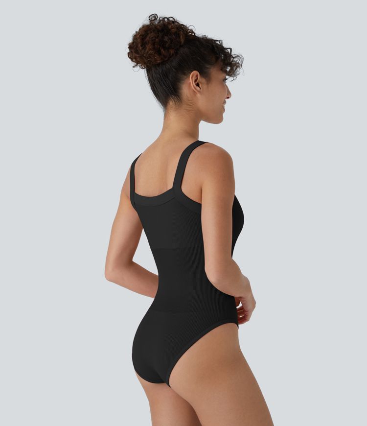 Seamless Flow Square Neck Casual Tank Smooth Bodysuit