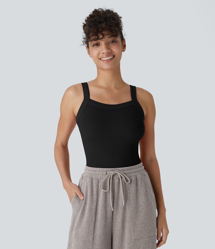 Seamless Flow Square Neck Casual Tank Smooth Bodysuit