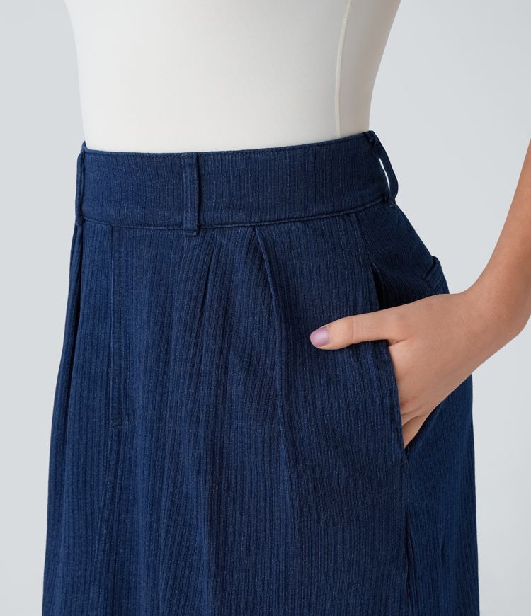 Falda Maxi Halara Flex™ Denim mezclilla elástico lavada bolsillo lateral tiro medio
