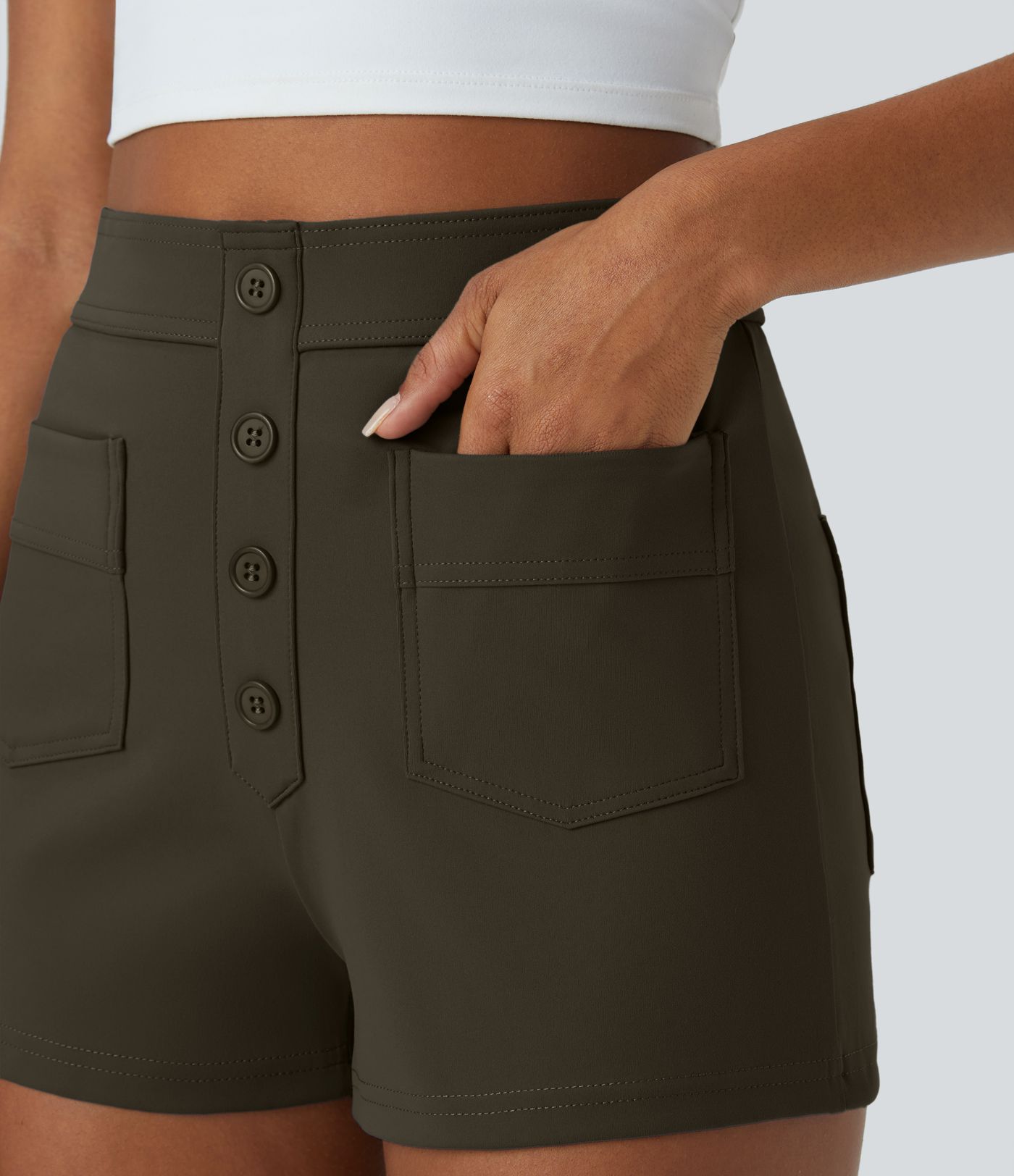 DayStretch High Waisted Pockets Casual Shorts 2.5''