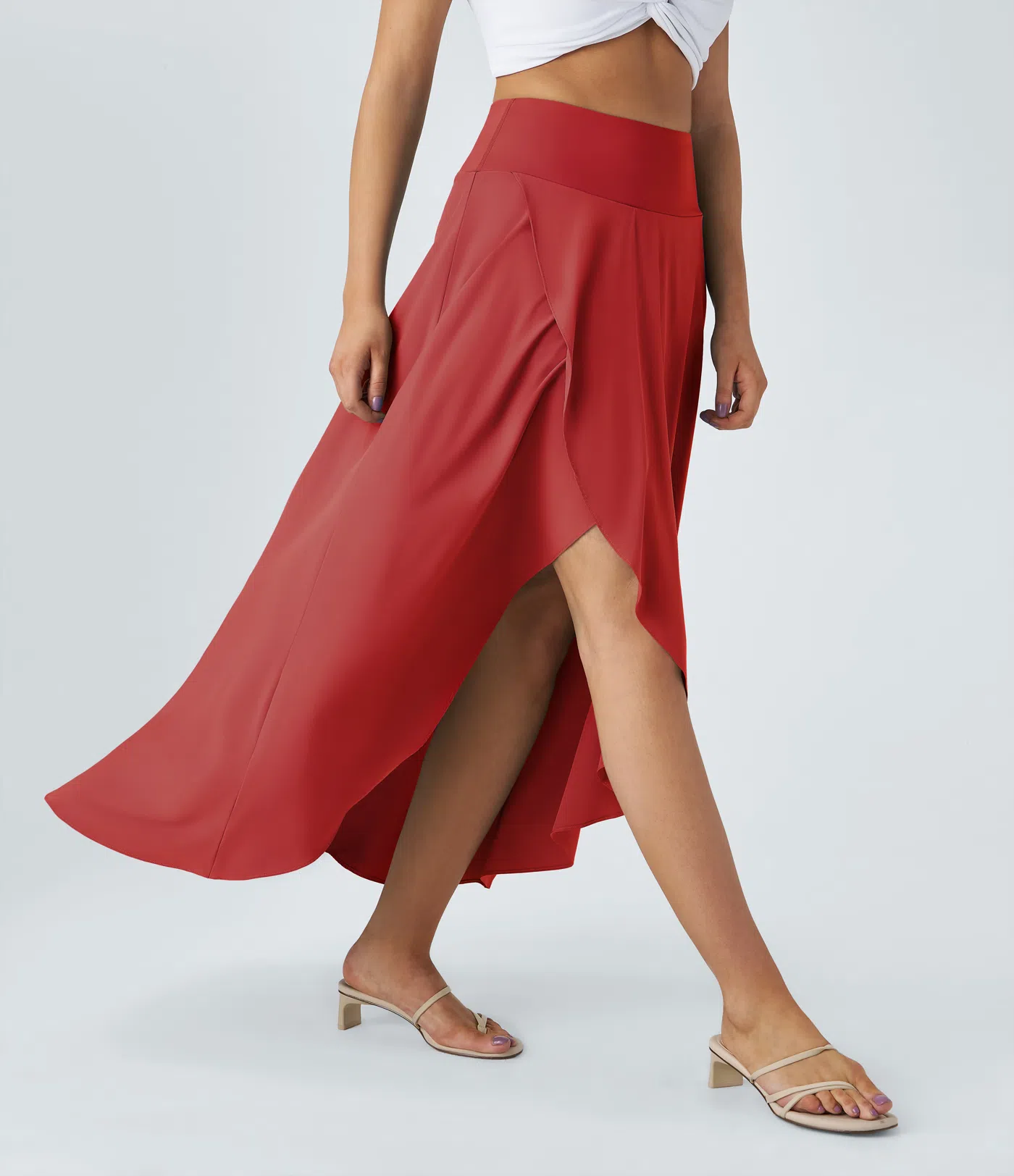 Breezeful™ High Waisted High Low Ruffle 2-in-1 Flowy Quick Dry Casual Regular Maxi Skirt
