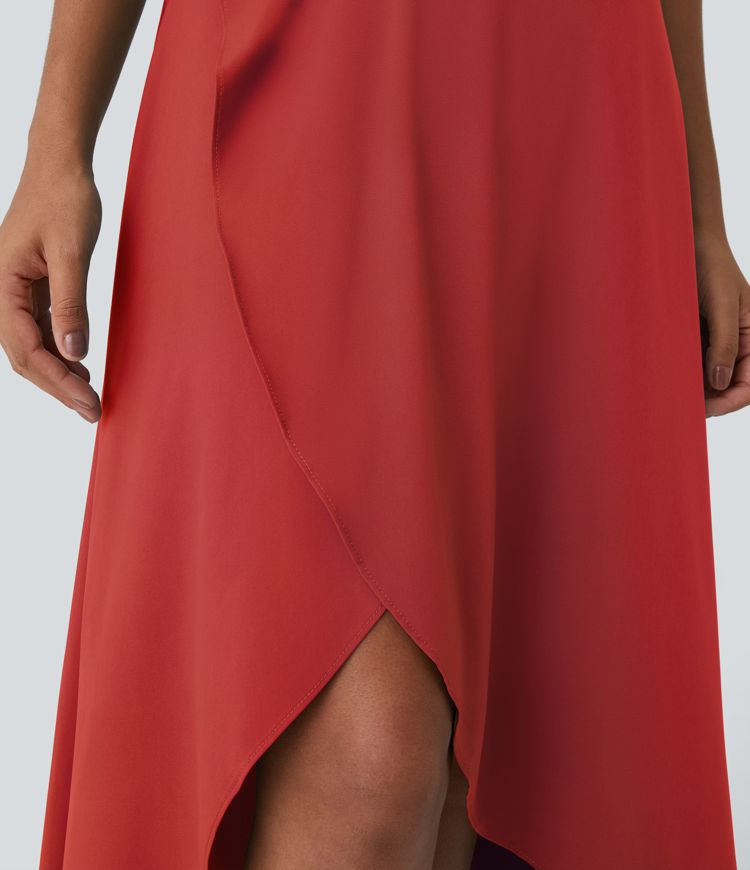 Falda Breezeful™ larga regular tiro alto volante alto bajo 2 en 1 fluida secado rápido