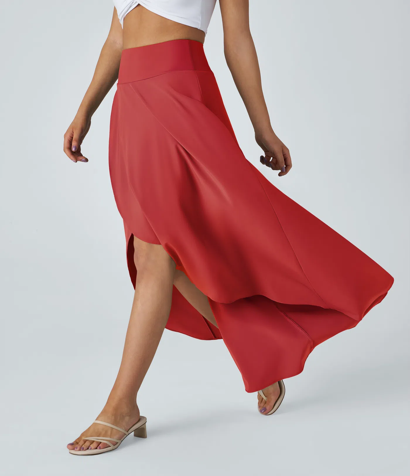 Breezeful™ High Waisted High Low Ruffle 2-in-1 Flowy Quick Dry Casual Regular Maxi Skirt