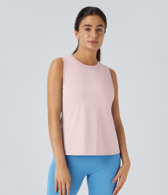 Cut Out Crossover Hem Solid Yoga Tank Top