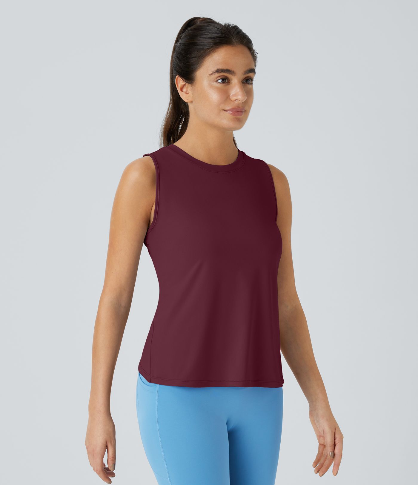 Cut Out Crossover Hem Solid Yoga Tank Top