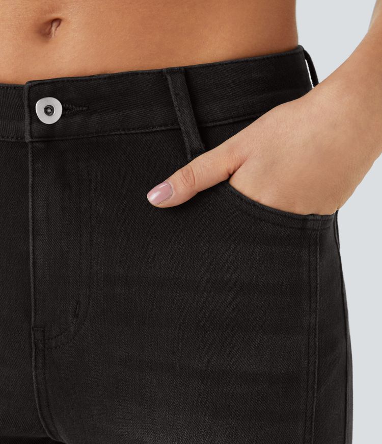 Halara Flex™ Mid Low Rise Zipper Pockets Women Fit Casual Skinny Denim Jeans