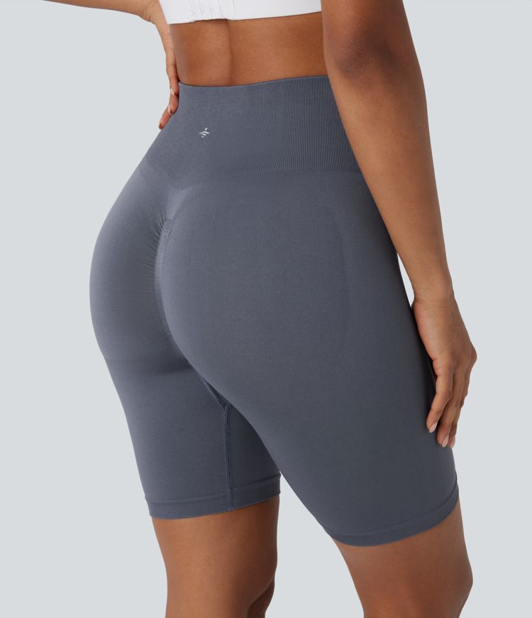 Seamless Flow High Waisted Scrunch Yoga Biker Shorts 7''
