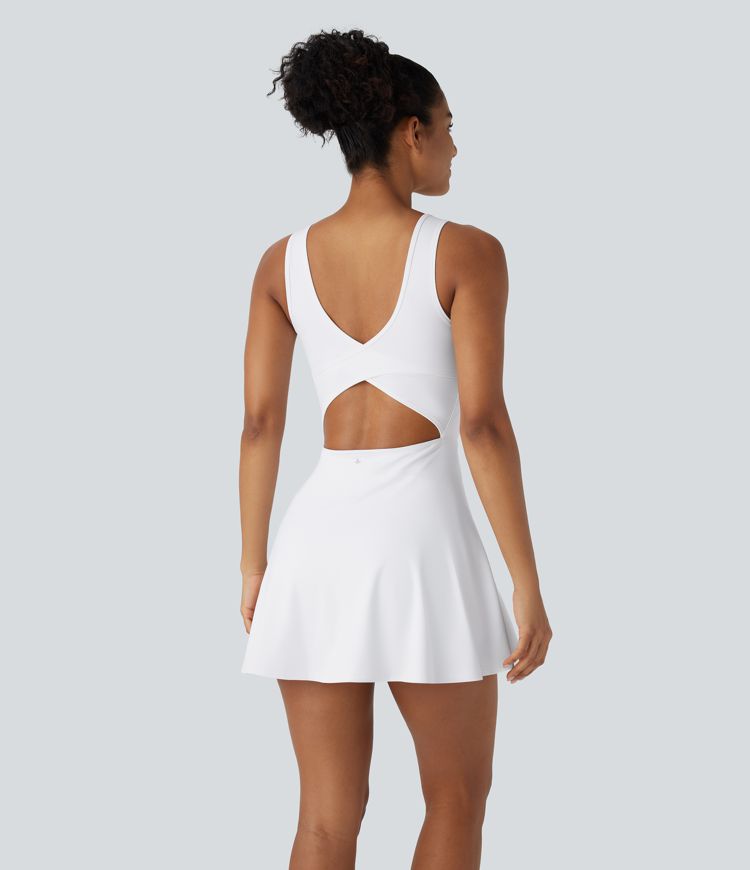 Softlyzero™ Airy Backless Crisscross U Neck 2-in-1 Side Pocket Mini Cool Touch Dance Active Dress
