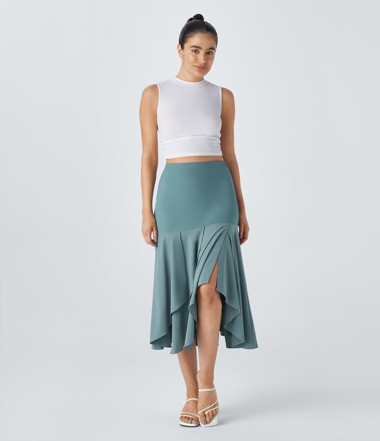 Breezeful™ High Waist Asymmetrical Split Hem 2-in-1 Flowy Quick Dry Casual Skirt