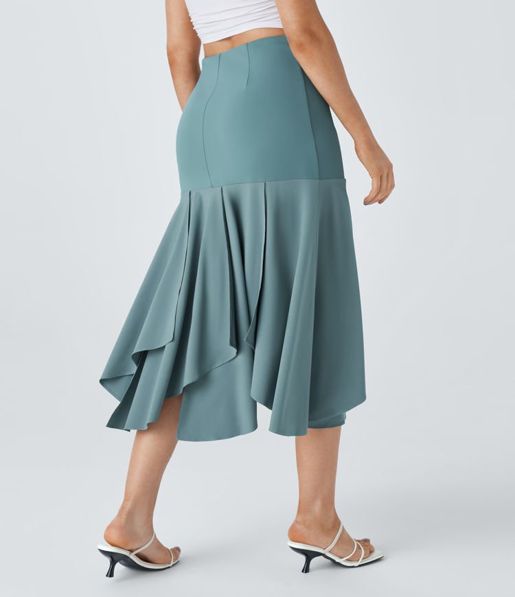 Breezeful™ High Waist Asymmetrical Split Hem 2-in-1 Flowy Quick Dry Casual Skirt