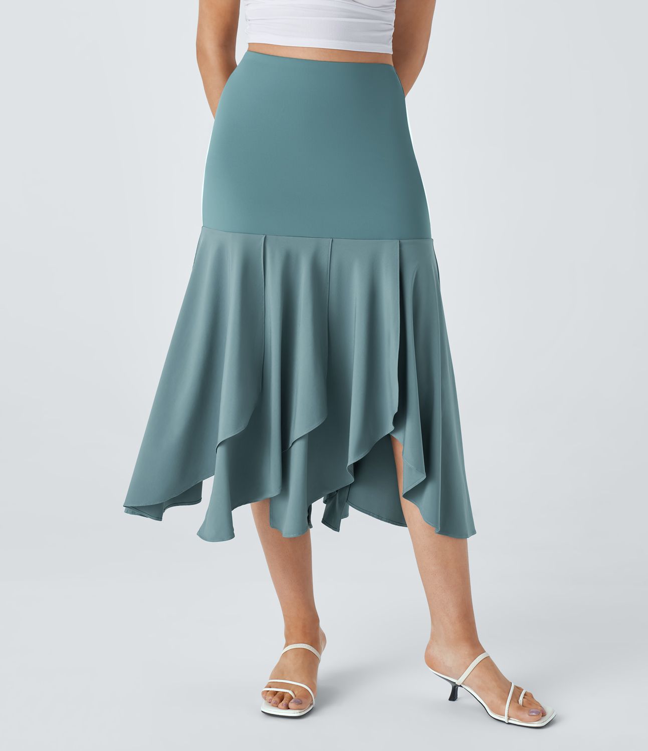 Breezeful™ High Waist Asymmetrical Split Hem 2-in-1 Flowy Quick Dry Casual Skirt