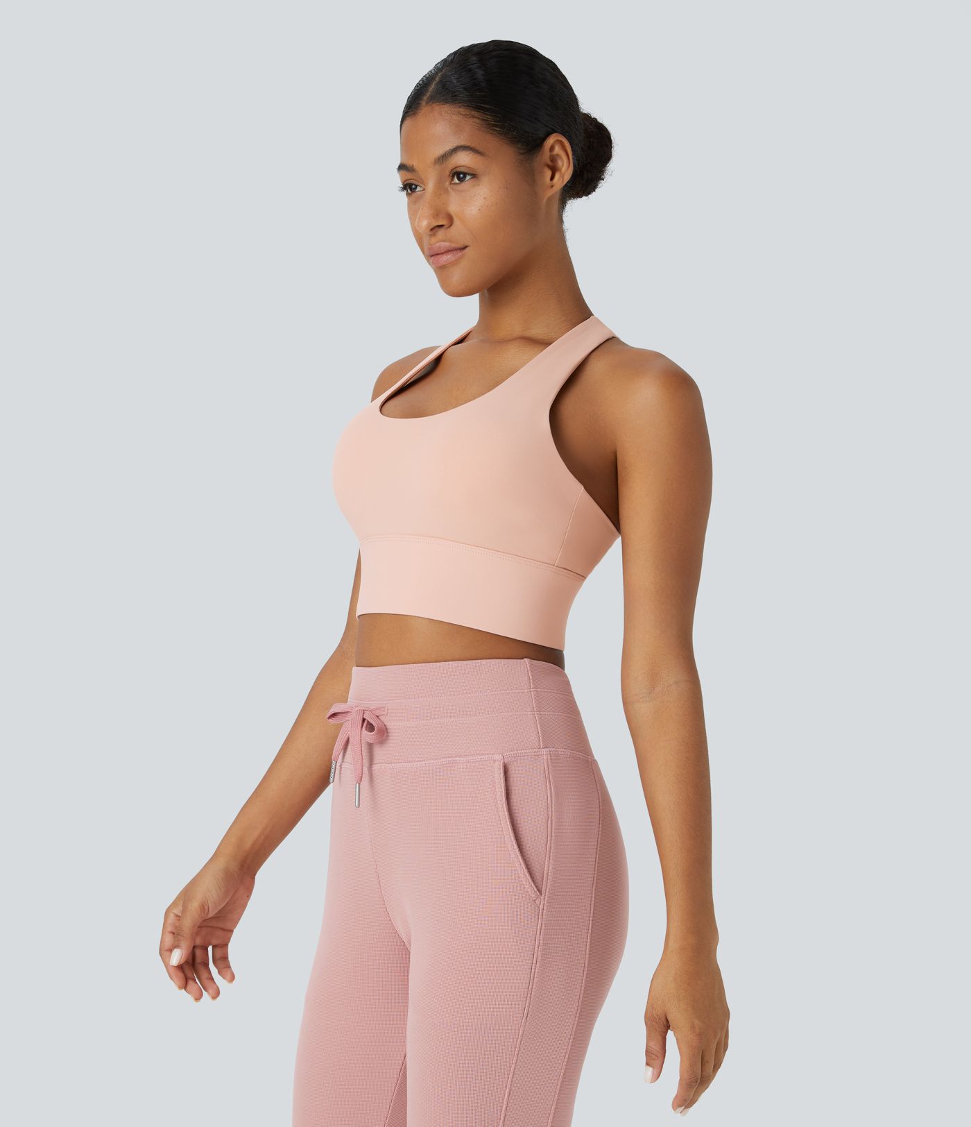 Brassière de sport course col U maintien moyen crochet ajustable A-C