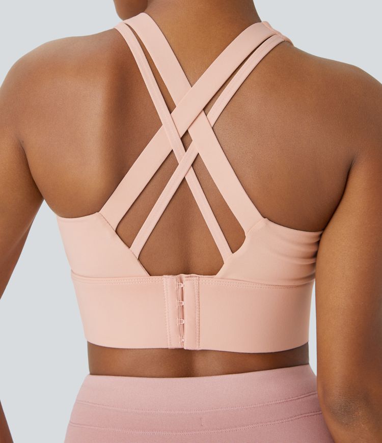 Brassière de sport course col U maintien moyen crochet ajustable A-C