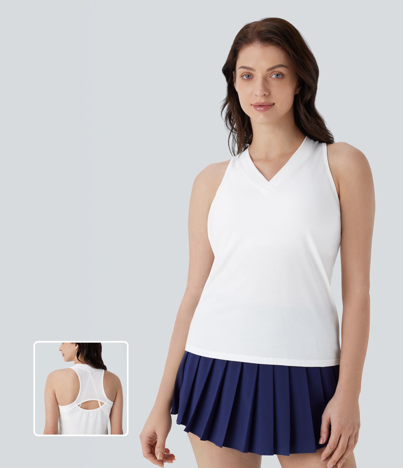 V Neck Cut Out Contrast Mesh Quick Dry Tennis Tank Top