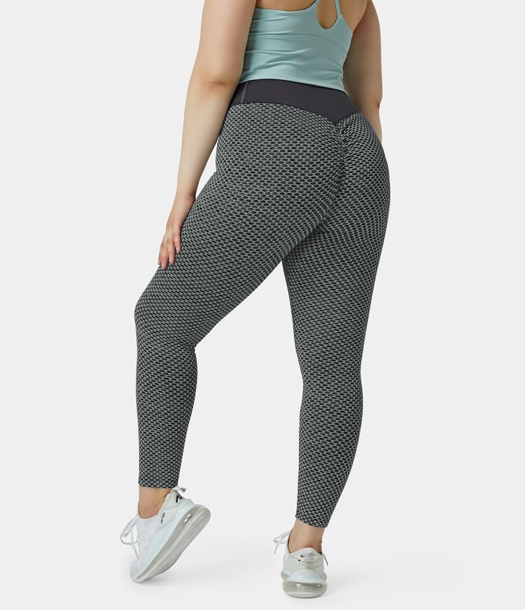 High Waisted Textured Plus Size 7/8 Leggings