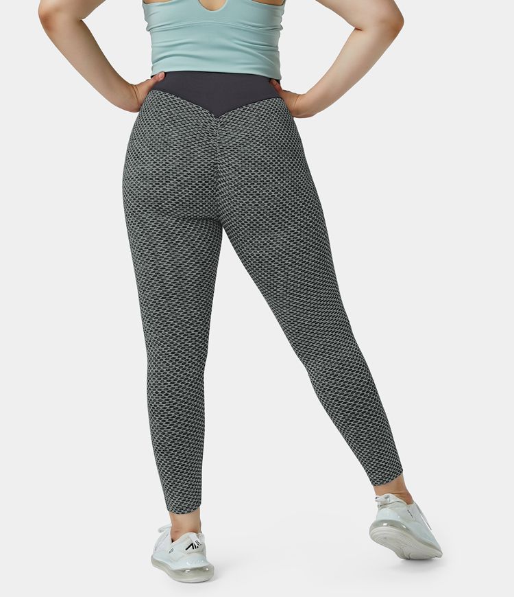 High Waisted Textured Plus Size 7/8 Leggings