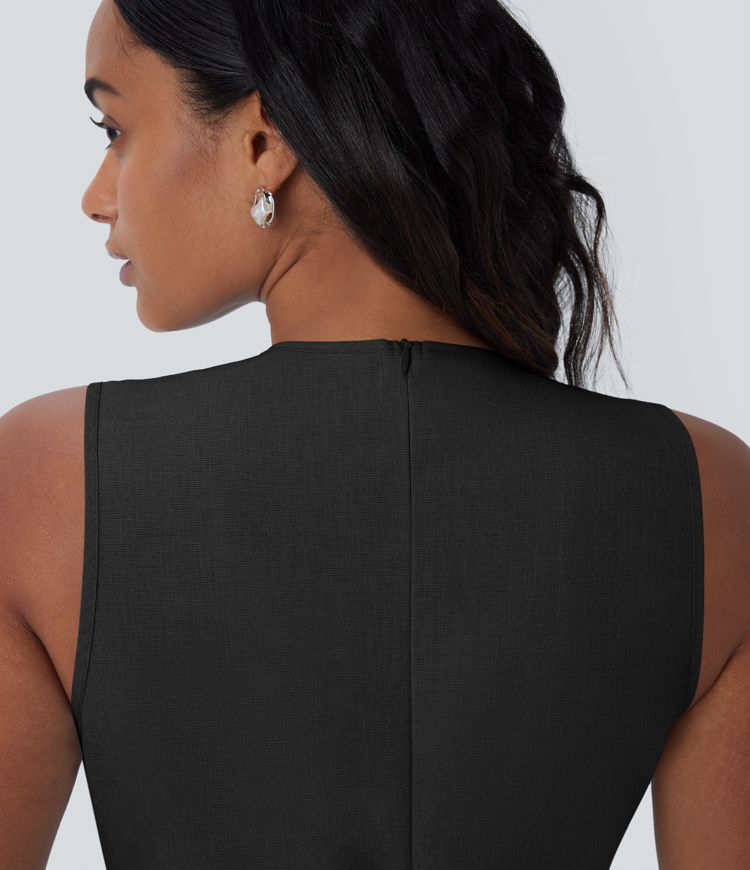 Round Neck Cut Out Sleeveless Maxi Dress