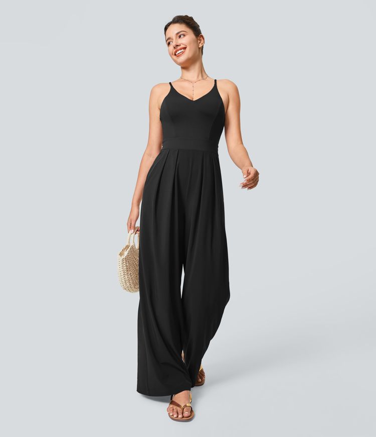 Breezeful™ Pocket Wide Leg Quick Dry Slip Women Long Jumpsuit