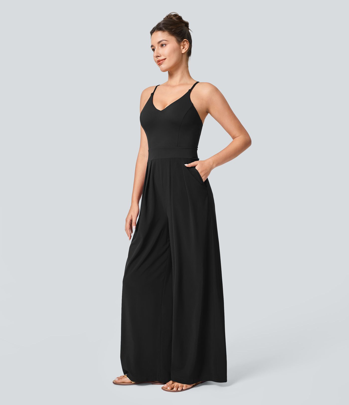Breezeful™ Pocket Wide Leg Quick Dry Slip Women Long Jumpsuit