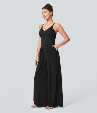 Breezeful™ Pocket Wide Leg Quick Dry Slip Women Long Jumpsuit