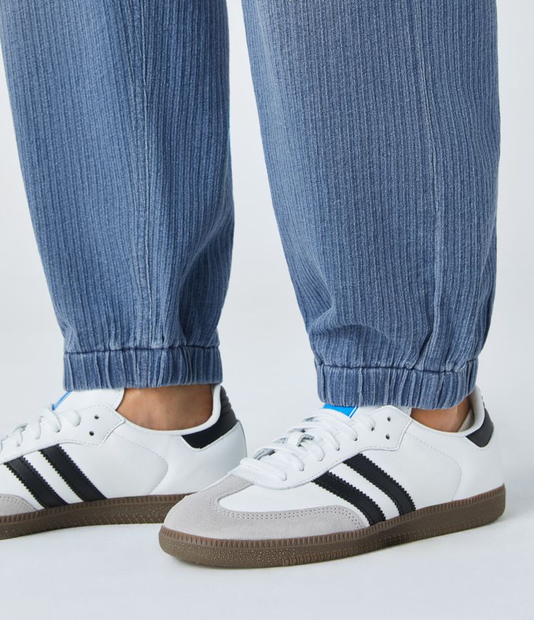 Halara Flex™ Mid Rise Drawstring Multiple Pockets Washed Stretchy Knit Casual Jeans